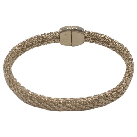 Monet Bracelet Gold-Tone Shiny Mesh Design Magnetic Clasp Bracelet 7.5" Long VTG - Picture 1 of 11